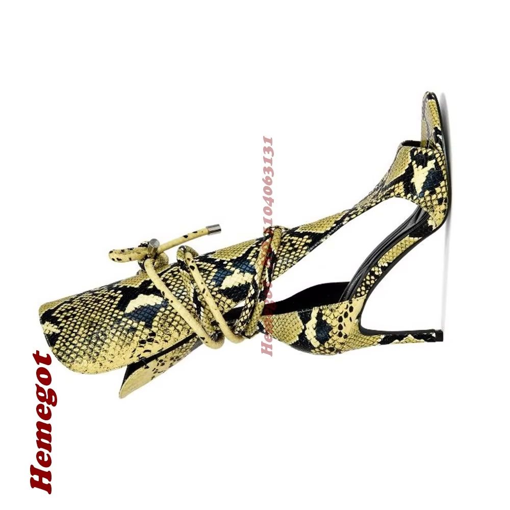 Women'S Shoes Yellow - Yellow Snake Print Gladiator Sandals Peep