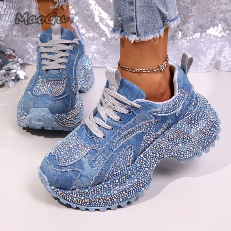 Women'S Shoes Com - Fashion Rhinestone Women's Chunky Sneakers Thick