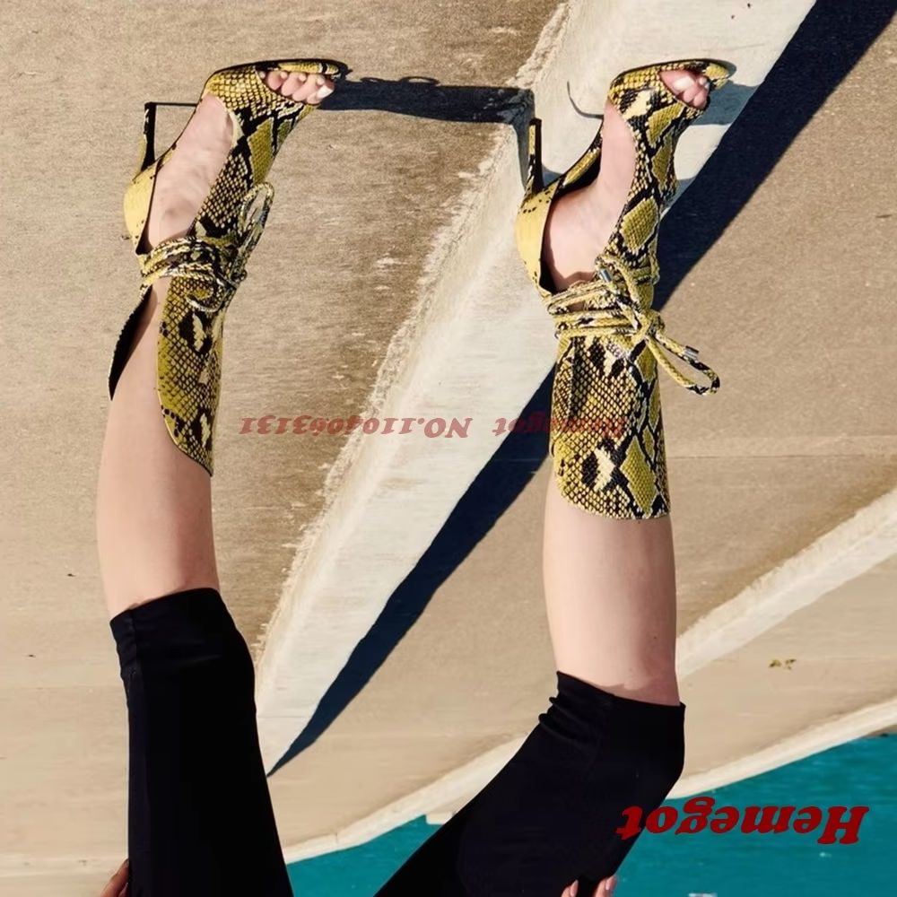 Yellow Snake Print Gladiator S - đánh giá và giá Women'S Shoes Yellow