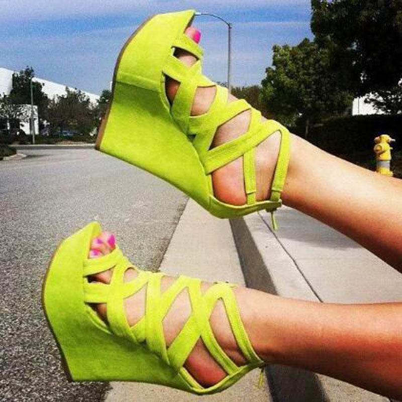 Bright Yellow Suede Cuts Out H - đánh giá và giá Women'S Shoes Yellow