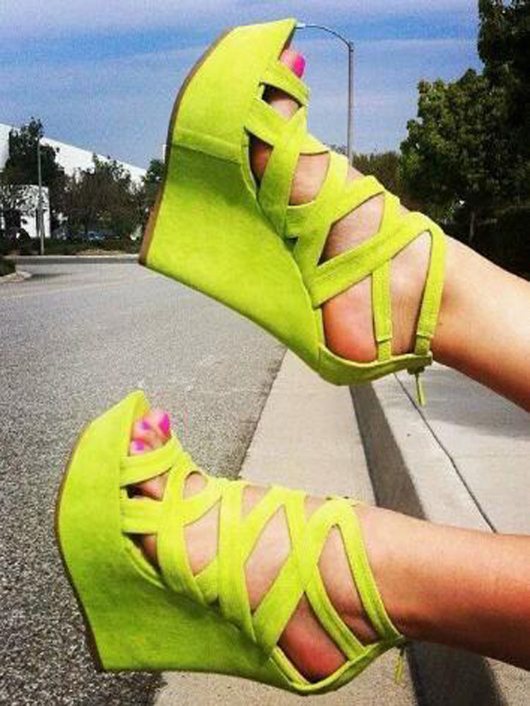 Bright Yellow Suede Cuts Out H - đánh giá và giá Women'S Shoes Yellow