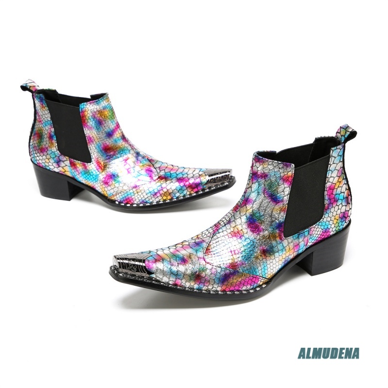 Multicolor Metallic Snake Prin - đánh giá và giá Block Heel Ankle Boots