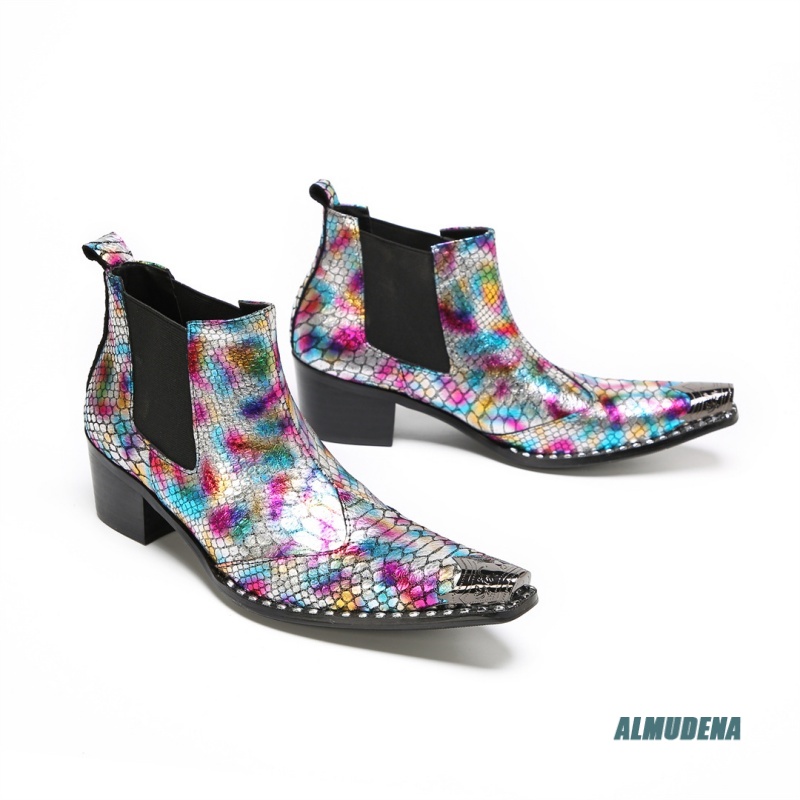 Multicolor Metallic Snake Prin - đánh giá và giá Block Heel Ankle Boots