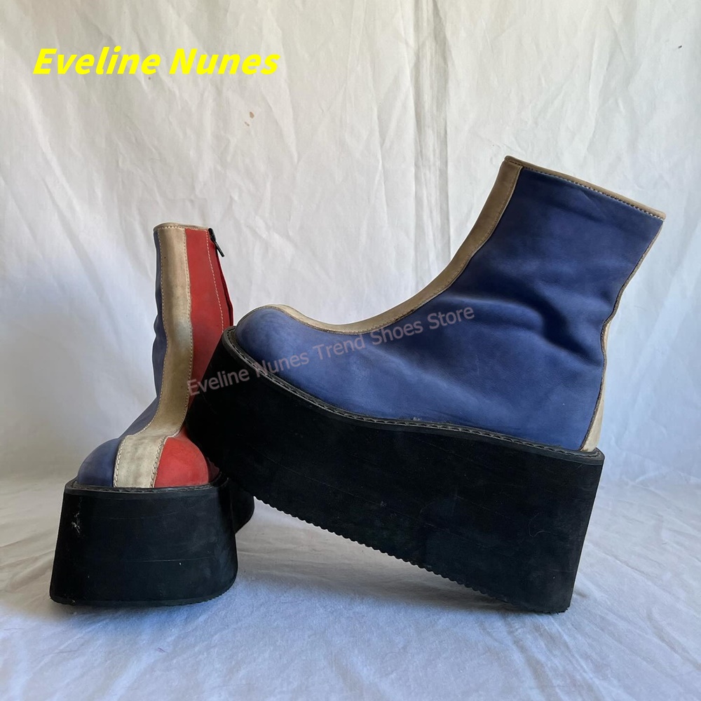 Y2K Red Blue Platform Ankle Bo - đánh giá và giá Block Heel Ankle Boots
