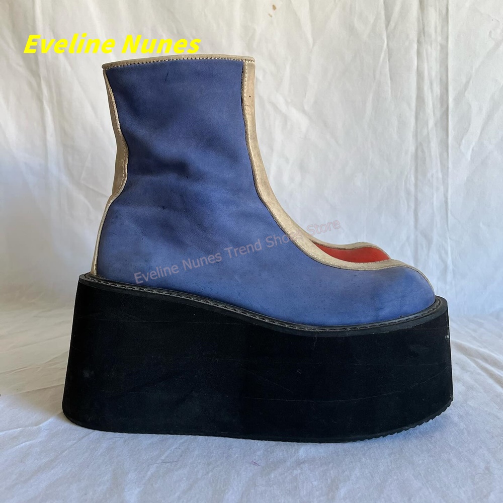 Y2K Red Blue Platform Ankle Bo - đánh giá và giá Block Heel Ankle Boots