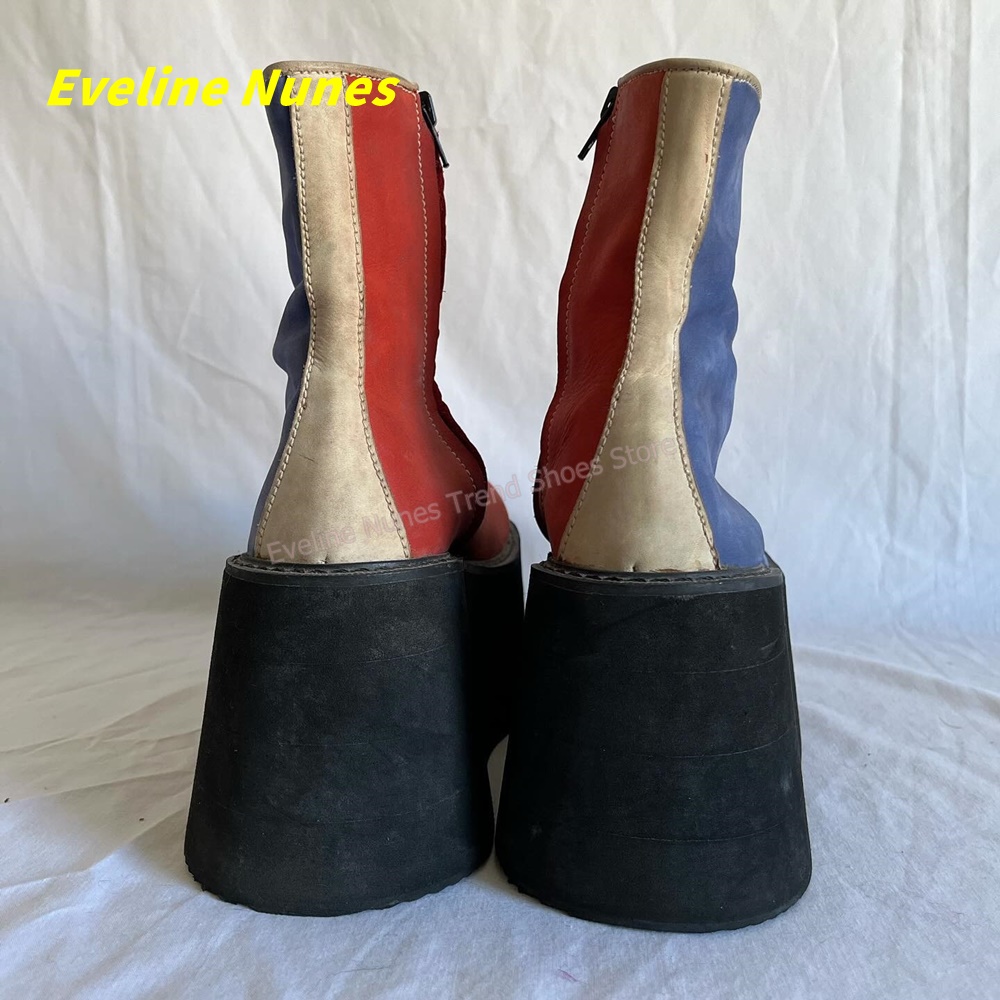 Y2K Red Blue Platform Ankle Bo - đánh giá và giá Block Heel Ankle Boots