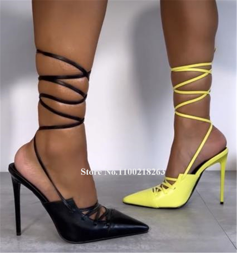 Lace-up Thin Heel Sandals Newe - đánh giá và giá Women'S Shoes Yellow